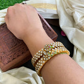 Kada Kundan Bangle -White Matt Star-G4871